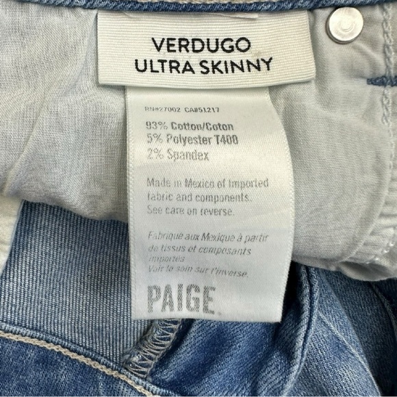 PAIGE Blue Verdugo Ultra Skinny Jeans Size 27 C0142 - Picture 6 of 13
